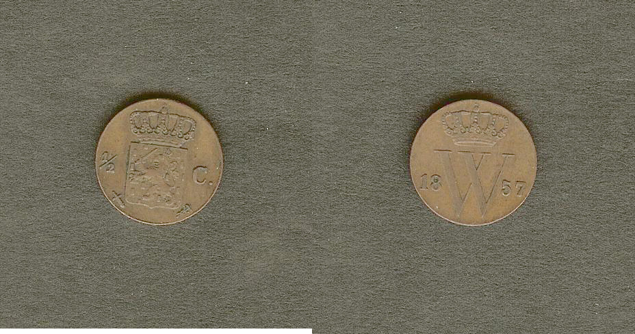 PAYS-BAS 1/2 Cent emblème monogramme de Guillaume III 1857 Utrec